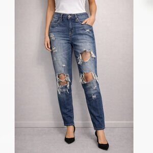 KanCan Distressed Skinny Jeans Size 7/27 High Rise Ripped Denim